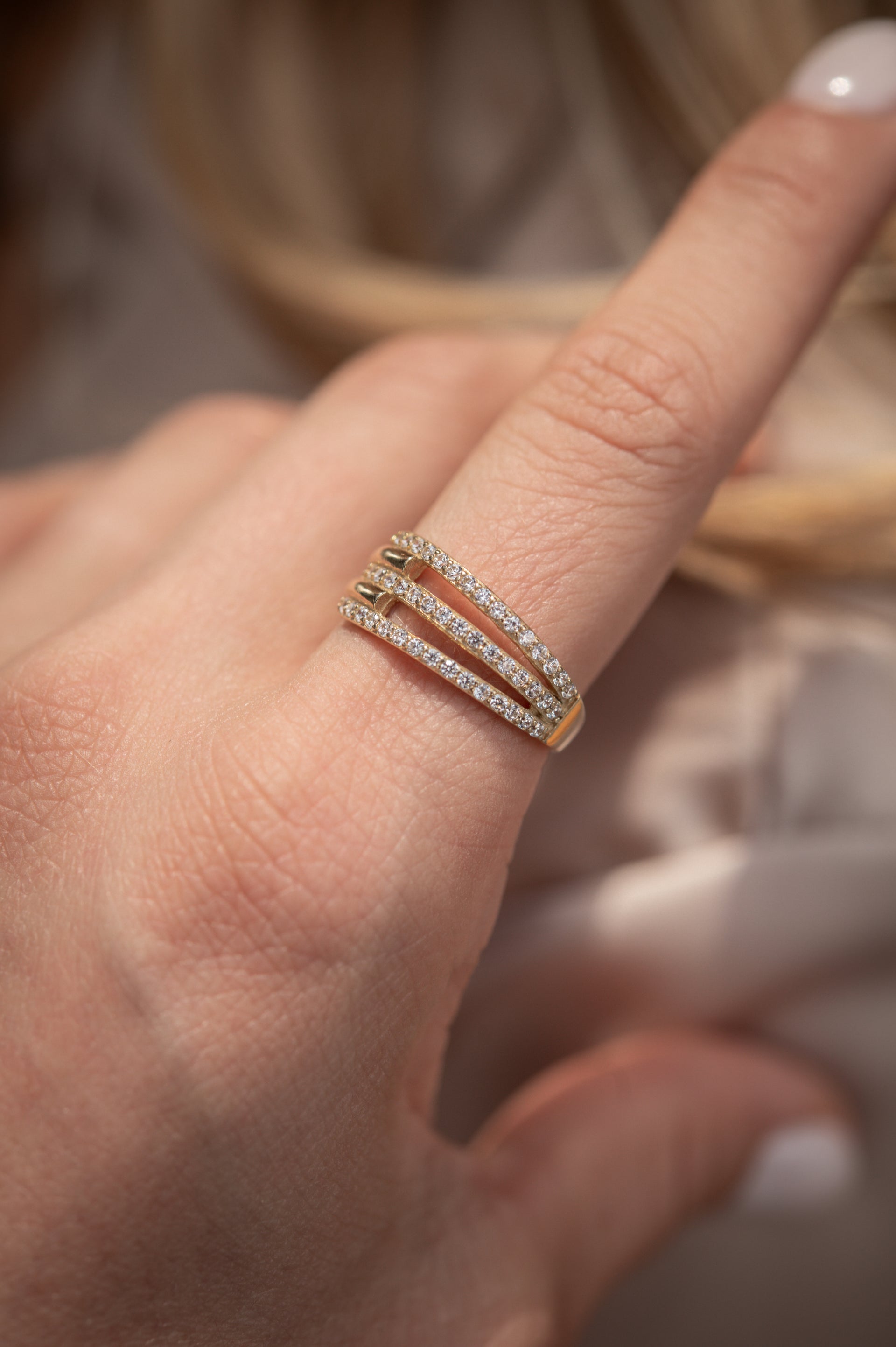 ANILLO TRES HILERAS DE BRILLANTES