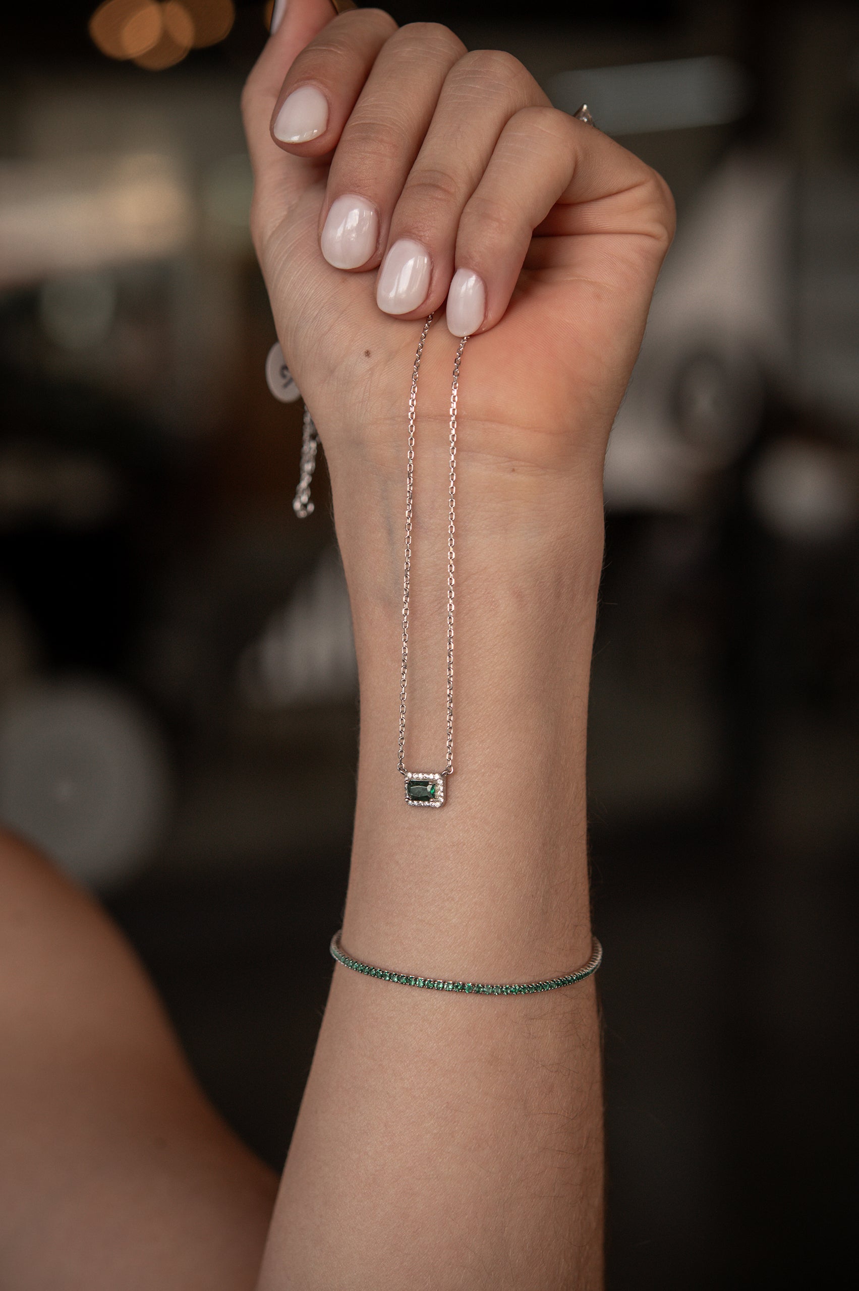 COLLAR PIEDRA RECTANGULAR VERDE